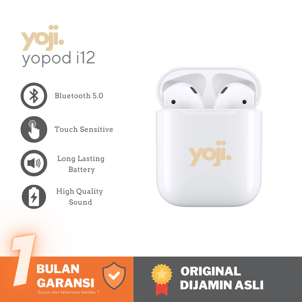 YOJI - TWS i12 White Headset Bluetooth TWS IOS & Android INPOD