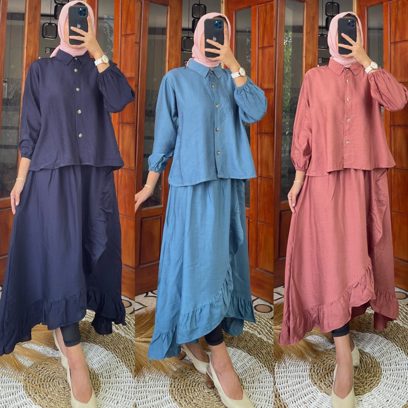 SET ROK MIDI ALISHA POLO LINEN POLOS