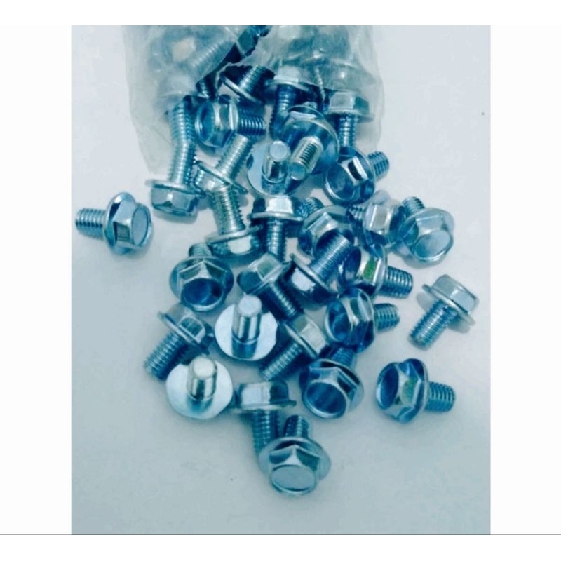 50pcs Baut Flange Baut Mesin M6 6x10 kunci 10 Baut Flange 6x10  Baut Mesin Ukuran 6x10