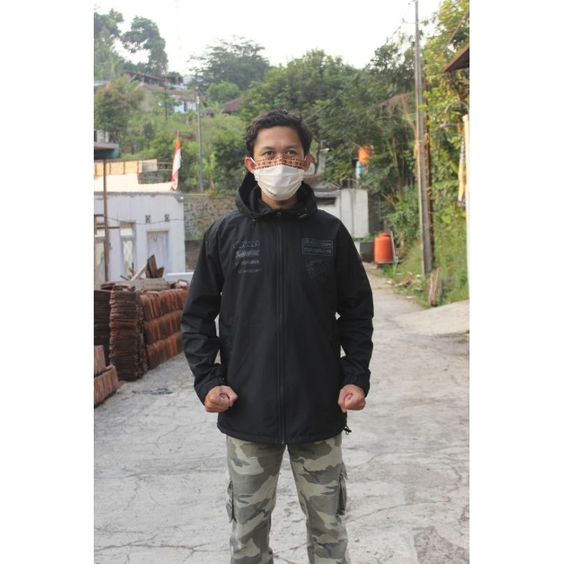 PARACHUTE JACKET gas gas black JAKET WATERPROOF - JAKET PRIA ANTI AIR - JAKET HONDA FOX AMERIKA - JA