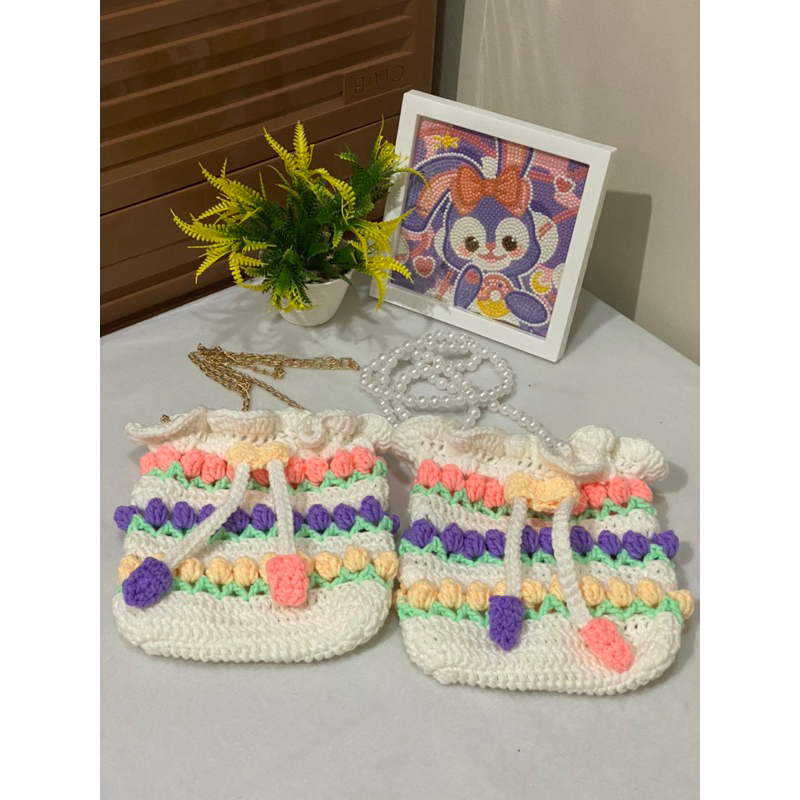 Tas Rajut Bunga (Flower) Hand Made Selempang Anak Perempuan / Cewek / Murah / Cantik / Bagus / Halus