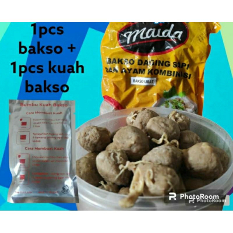 

bakso urat sapi mix ayam isi 50 + bumbu kuah bakso