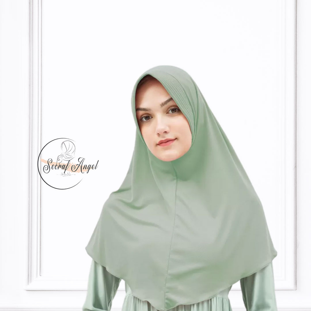 BERGO JERSEY WARNA SAGE  GRADE A+ / HIJAB BERGO / KERUDUNG SEKOLAH / JILBAB SPORT / HIJAB INSTANT / 