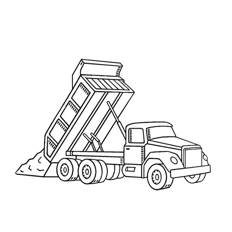 

Buku / lembar kertas mewarnai gambar truk dump 5