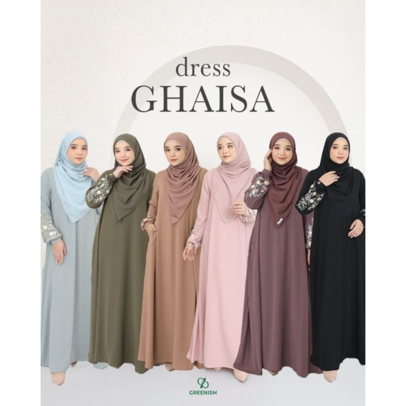 Ghaisa Dress Gamis Bordir Polos by Greenism
