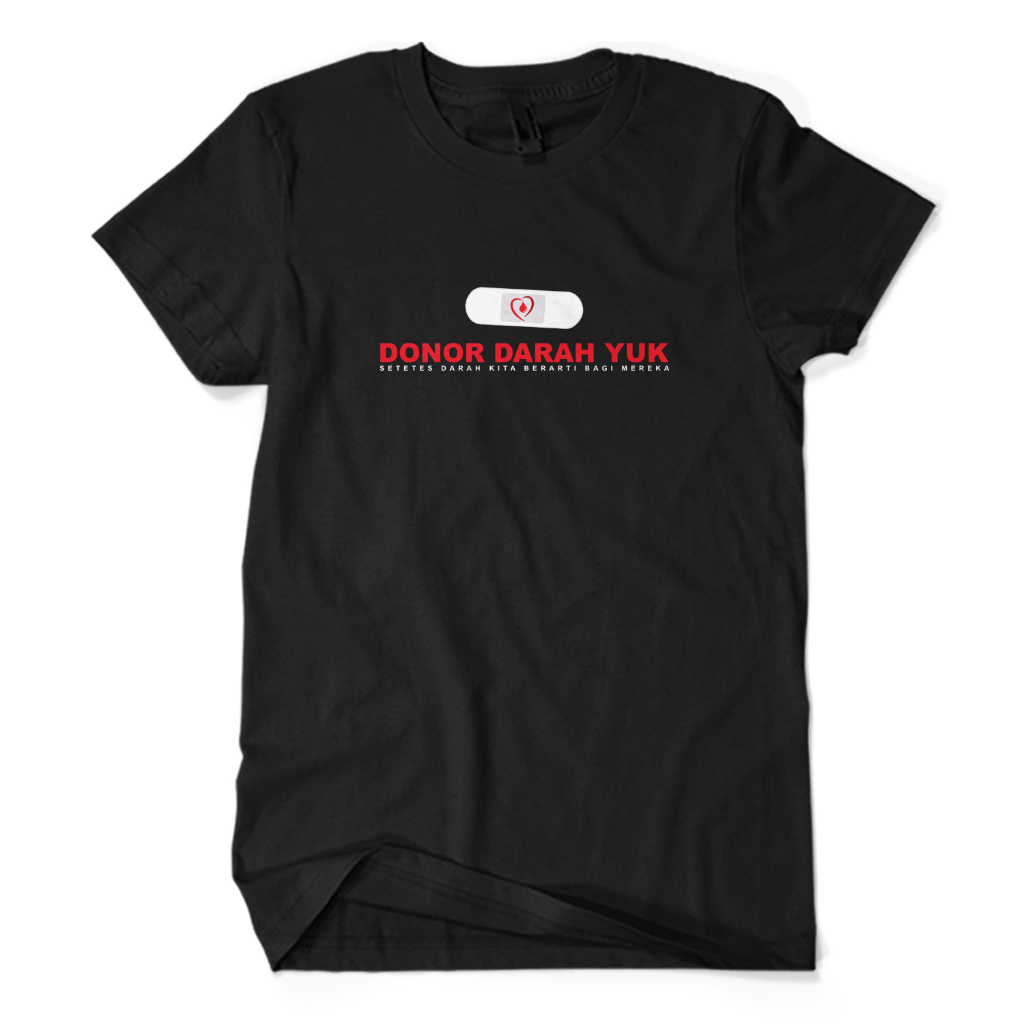 Kaos Distro Premium DONOR DARAH YUK V2 - Baju PMI Palang Merah Unisex Dewasa