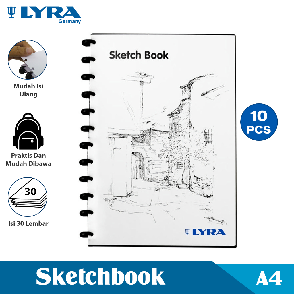

LYRA COMBO 10 Buku Skesa Ukuran A4 30 Lembar Sketch Book Binder Buku Bergambar LYR-9210260