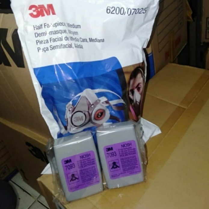3M 6200 Face Original 3M +Catridge 7093 P100 Filter MaskHal