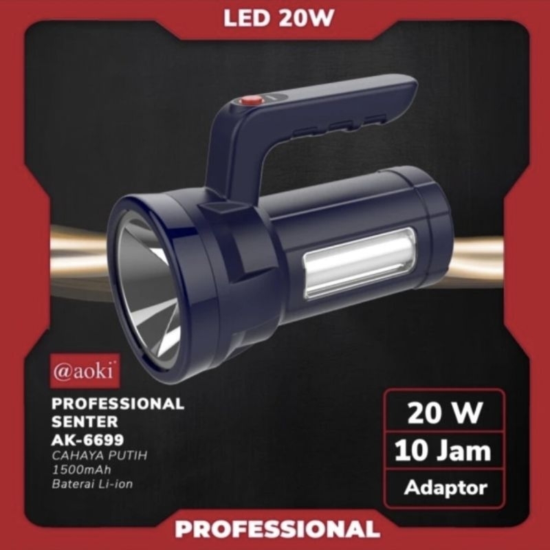 Senter Tangan Jumbo LED 20W + 10W AOKI AK-6699 ORIGINAL