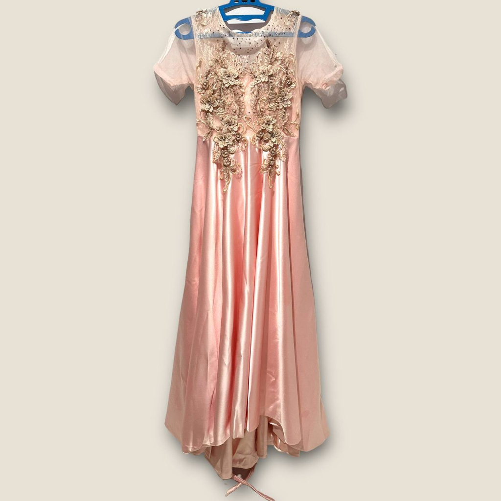 Formal Dress Party Gown Peach Designer Untuk Pesta Wedding Preloved