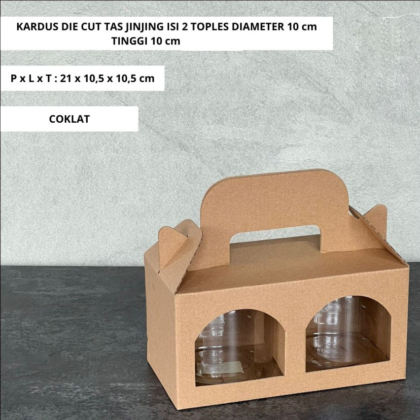 

(10 pcs) kardus die cut tenteng dus toples jar 600ml isi 2 box packaging hampers hantaran kue kering