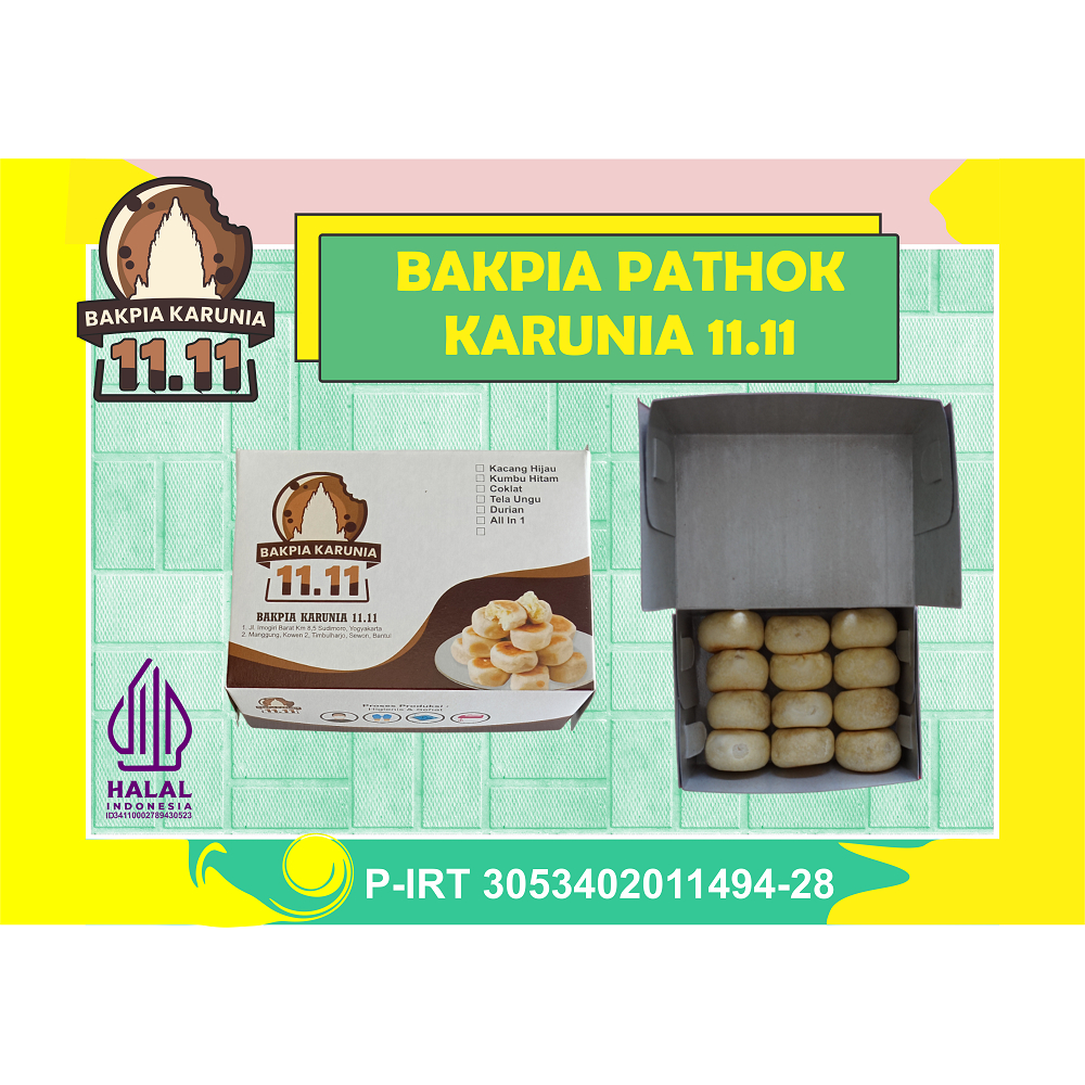 

Bakpia Pathok Karunia 11.11 isi 12 tipe bakpia basah bisa awet 1bulan dengan vacum tanpa pengawet