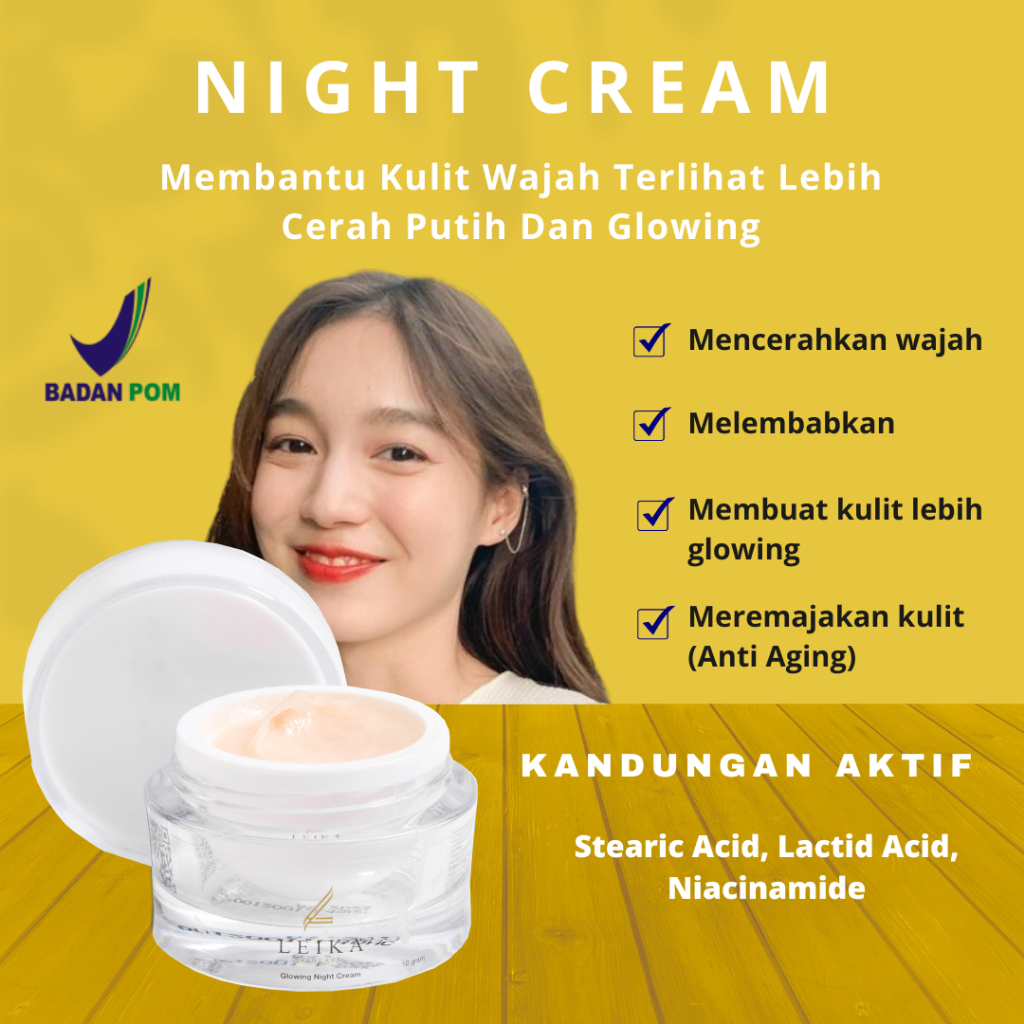 [TERLARIS KRIM MALAM] Cream Pemutih Wajah Glowing Bpom Cepat Permanen Pemutih Waja Ampuh Krim Pemuti