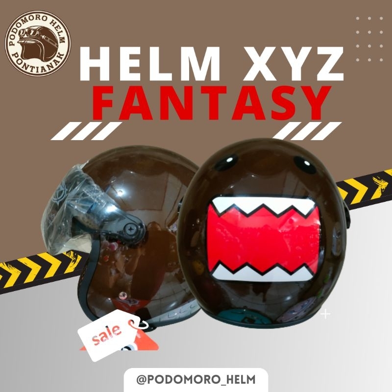 HELM XYZ DOMOKUN HITAM/COKLAT
