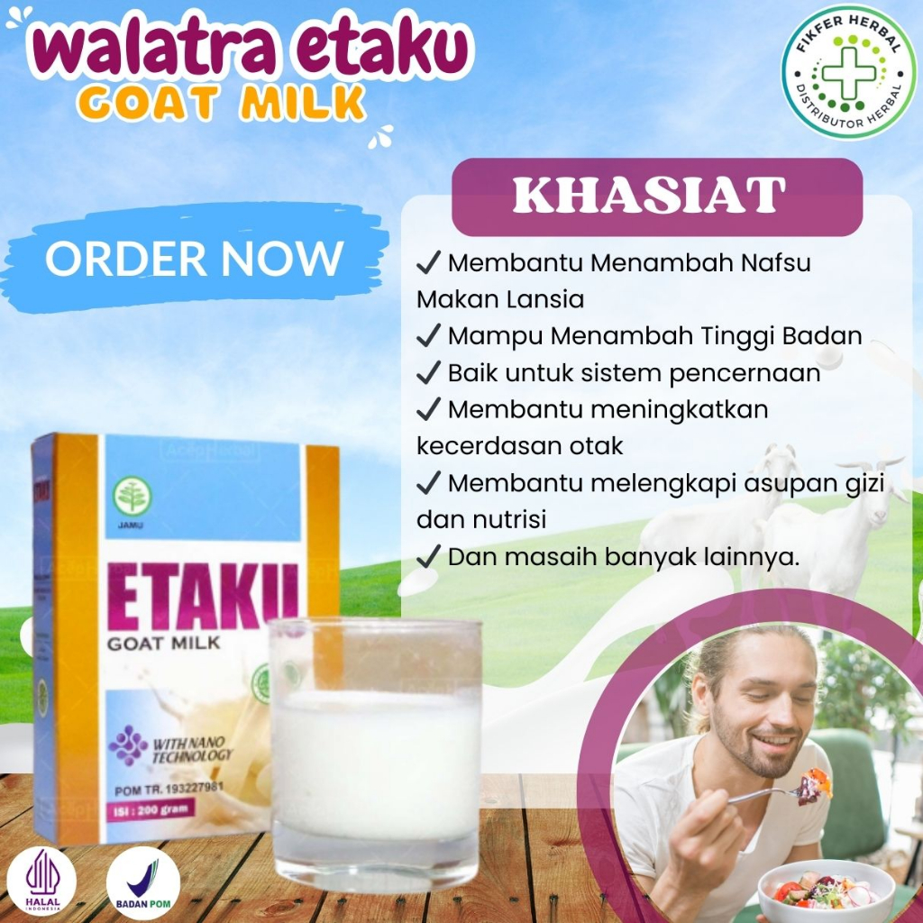 

Susu Penambah Nafsu Makan, Susu Penambah Berat Badan Untuk Anak Dan Dewasa, Memperbaiki Nutrisi Tubuh - Susu Kambing Etawa Murni - Susu Kambing Etaku Goat Milk