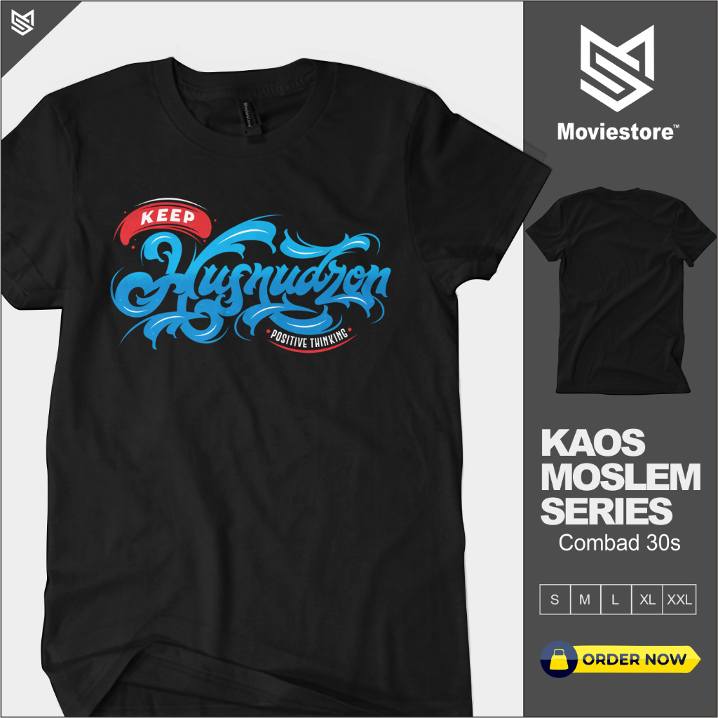 Kaos Dakwah Muslim Kata Husnudzon Atasan Baju Kaos Quotes Kata-Kata bijak Santri Islami Pria Wanita 