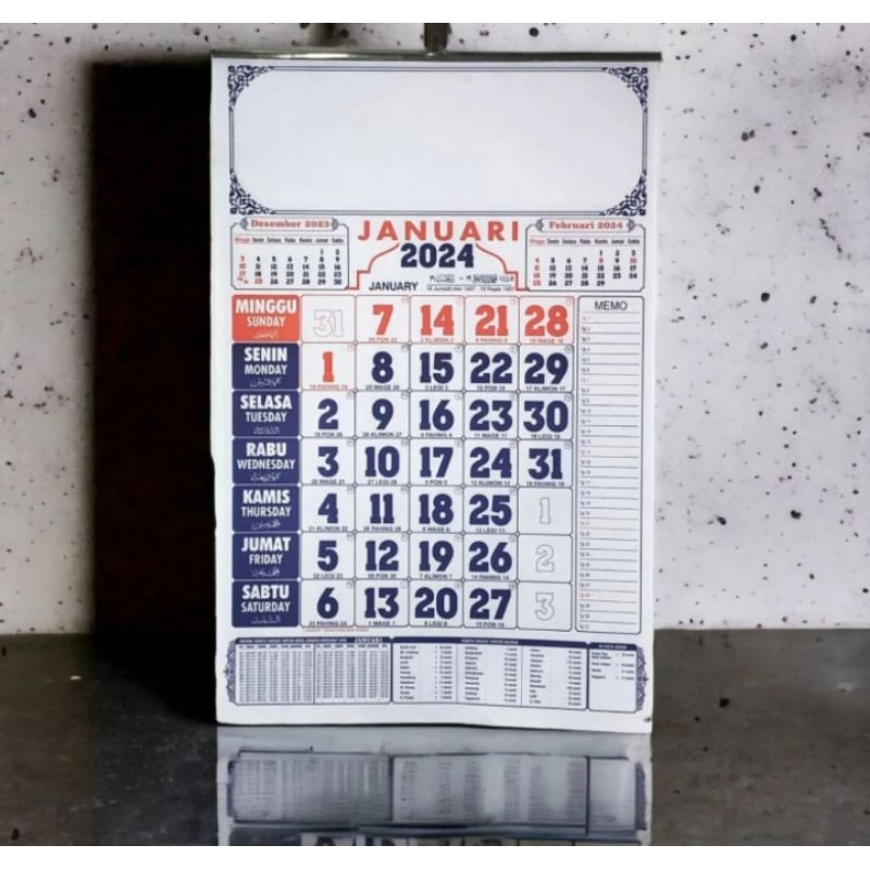 

Kalender dinding lengkap tahun 2024 jadwal solat shalat sholat HVS 32x48cm