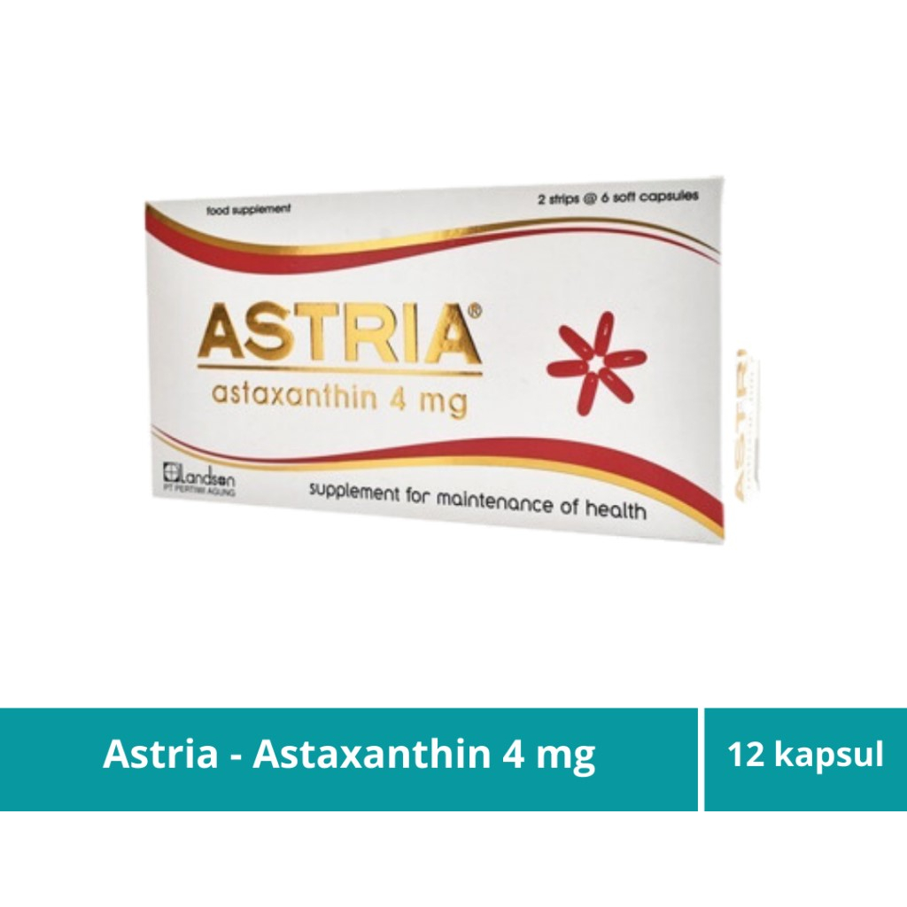 ASTRIA Suplemen Antioksidan Natural Astaxanthin 4mg Box 12 Soft Capsule