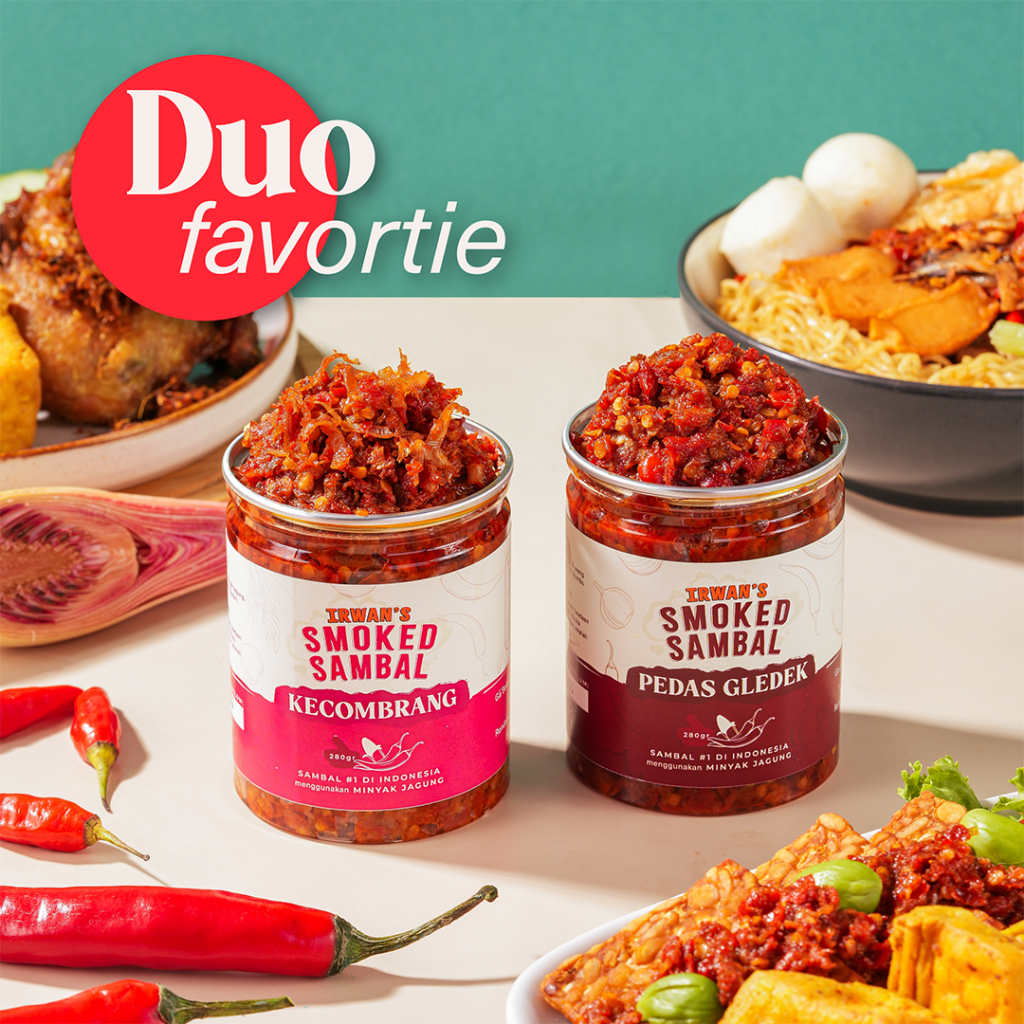 

Irwan's Smoked Sambal - Paket Sambal Bawang Favorite (Sambal Pedas Gledek & Sambal Kecombrang)