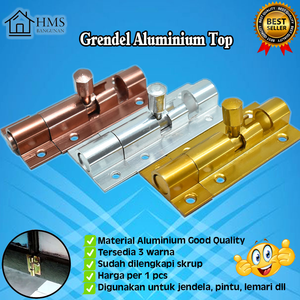 GRENDEL ALUMINIUM TOP / SLOT PINTU MURAH / SLOT KUNCI PINTU / GRENDEL SLOT PINTU DOOR KUNCI PINTU 2 