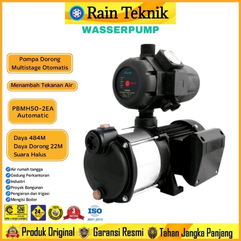 Pompa Dorong Wasser MULTISTAGE PBMH50- 2EA Otomatis 484 Watt 22 Meter / Booster Pump Wasser MULTISTA