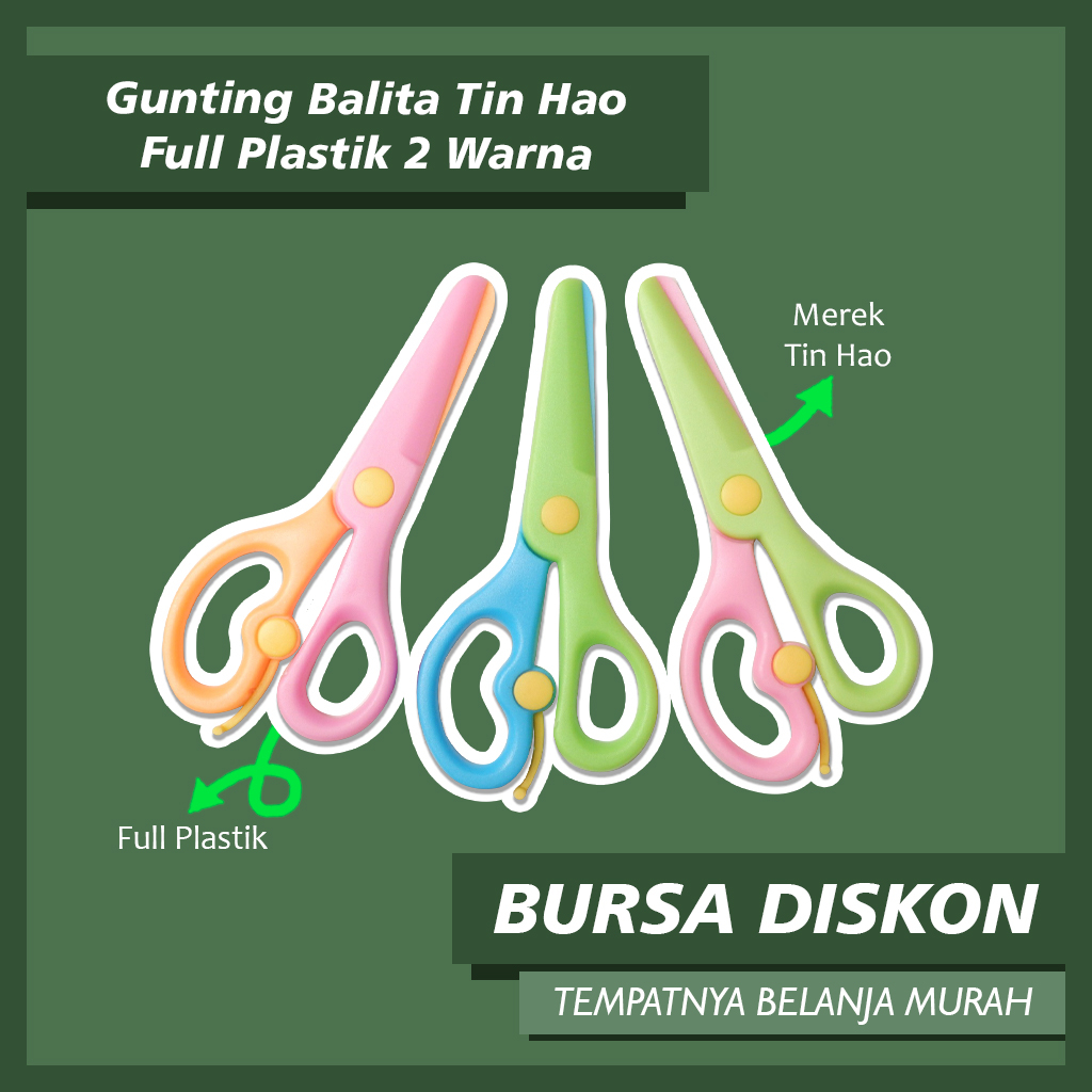

Gunting Balita Kids Tin Hao Full Plastik 2 Warna Gunting kertas Safety Scissors Gunting Plastik Anak Unik Pemotong Kertas