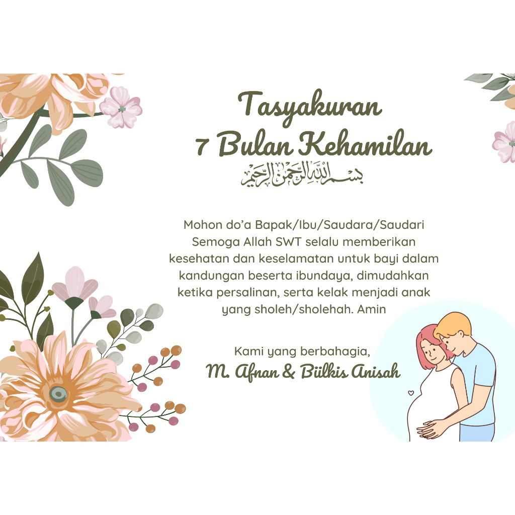 Stiker Tasyakuran Kehamilan 4 Bulan Mitoni 7 Bulan / Cetak Stiker Label Nasi Kotak Box (Free Custom Foto)