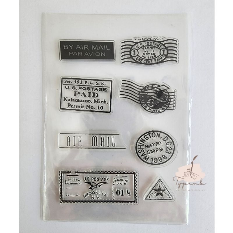 

CLEAR SILICONE POSTAGE AIRMAIL RUBBER STAMPS SET STEMPEL SEGEL POS