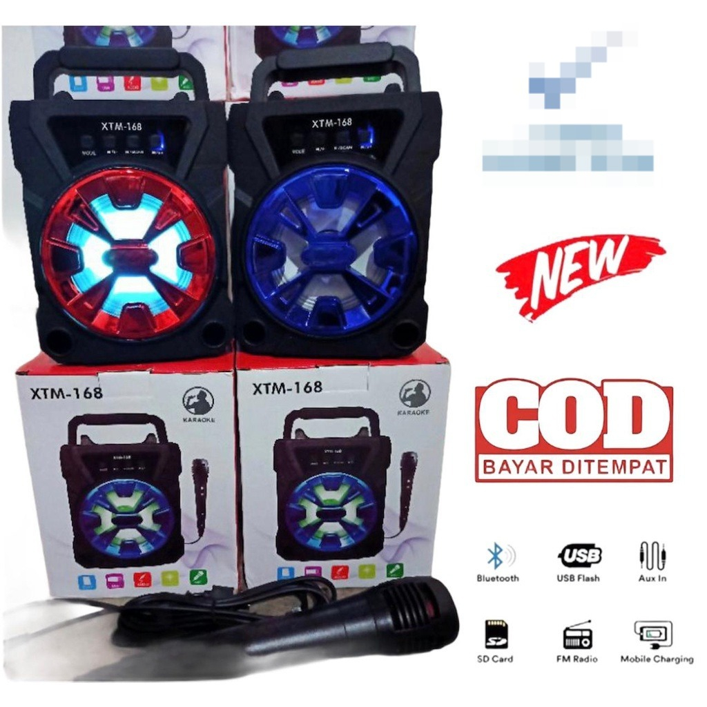 SPEAKER BLUETOOTH + MIC KARAOKE Xtm 168 WIRELESS BLUETOOT BASS SUDAH PLUS MIC BY.ROBOT STORE JKT