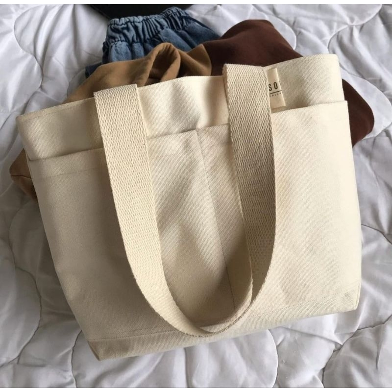 227 Tas Kanvas Premium Twill Banyak Kantong / Resleting