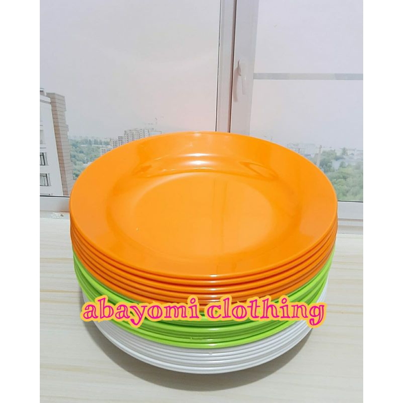 1 LUSIN PIRING MAKAN 9 INCH SEMI MELAMIN SSJ PLASTIK TEBAL FOOD GRADE