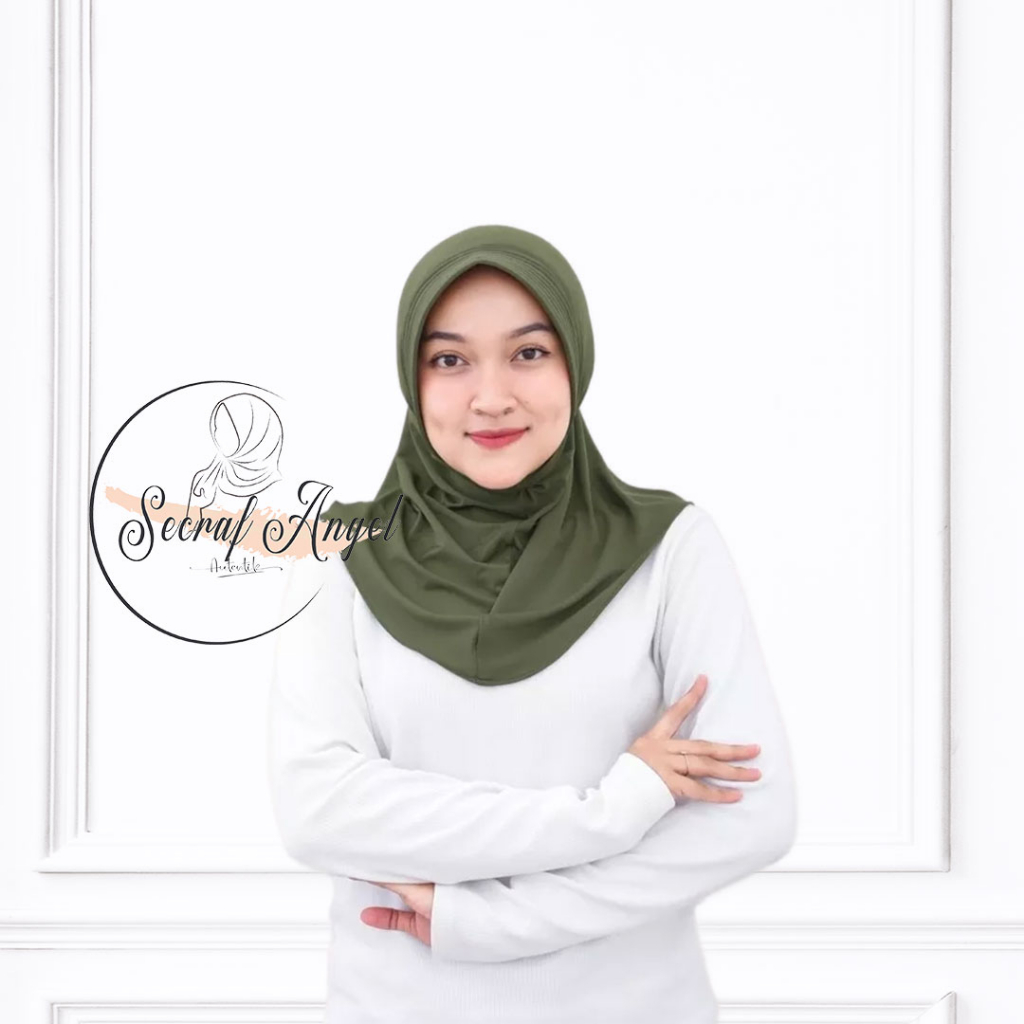 BERGO JERSEY WARNA ARMY UKURAN S GRADE A+ / HIJAB BERGO / KERUDUNG SEKOLAH / JILBAB SPORT / HIJAB IN