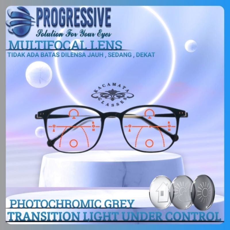 Kacamata Baca Progresif Pria/Wanita Kacamata Plus Baca dan Jalan Frame Kacamata Progressive Photocro