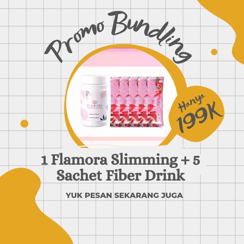 Pelangsing Herbal Flamora Slimming Paket Bundling 1 Flamora Slimming + 5 Sachet Fiber Drink