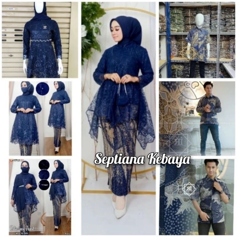 sk kebaya couple  batik sr navy / kebaya batik sr navy / sr navy kebaya lamaran  / kebaya  tunangan 