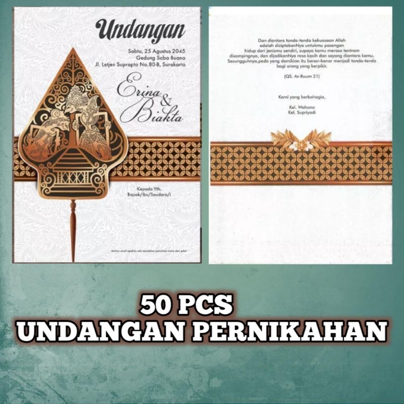 

(50 PCS ) UNDANGAN PERNIKAHAN || Siap Cetak || Free Plastik Dan label Nama