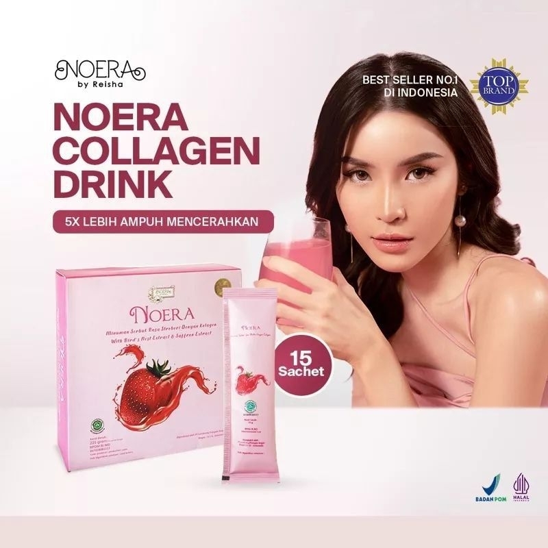 [BEST SELLER] Noera Collagen Drink Strawberry Premium | Minuman Kolagen Pemutih Badan Terbaik