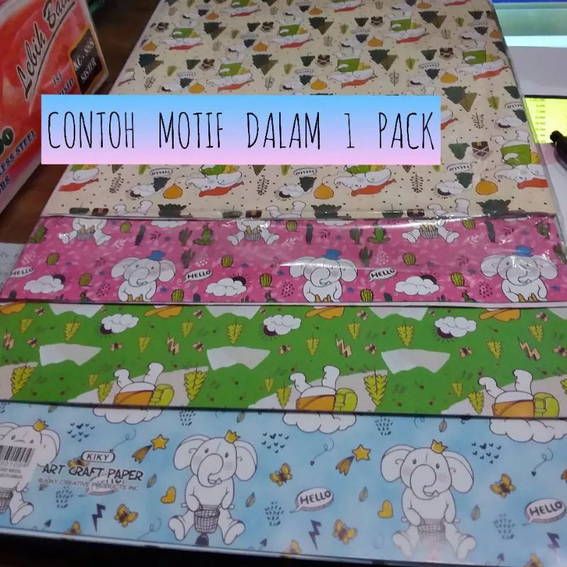 

[25 lembar] kertas kado kartun bunga KIKY motif campur - kertas pembungkus kado hadiah