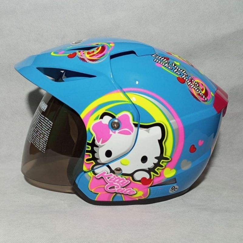 HELM TAKIRA MOTIF WANITA HELLO KITY CUTE HELM HALF FACE REMAJA DEWASA SNI