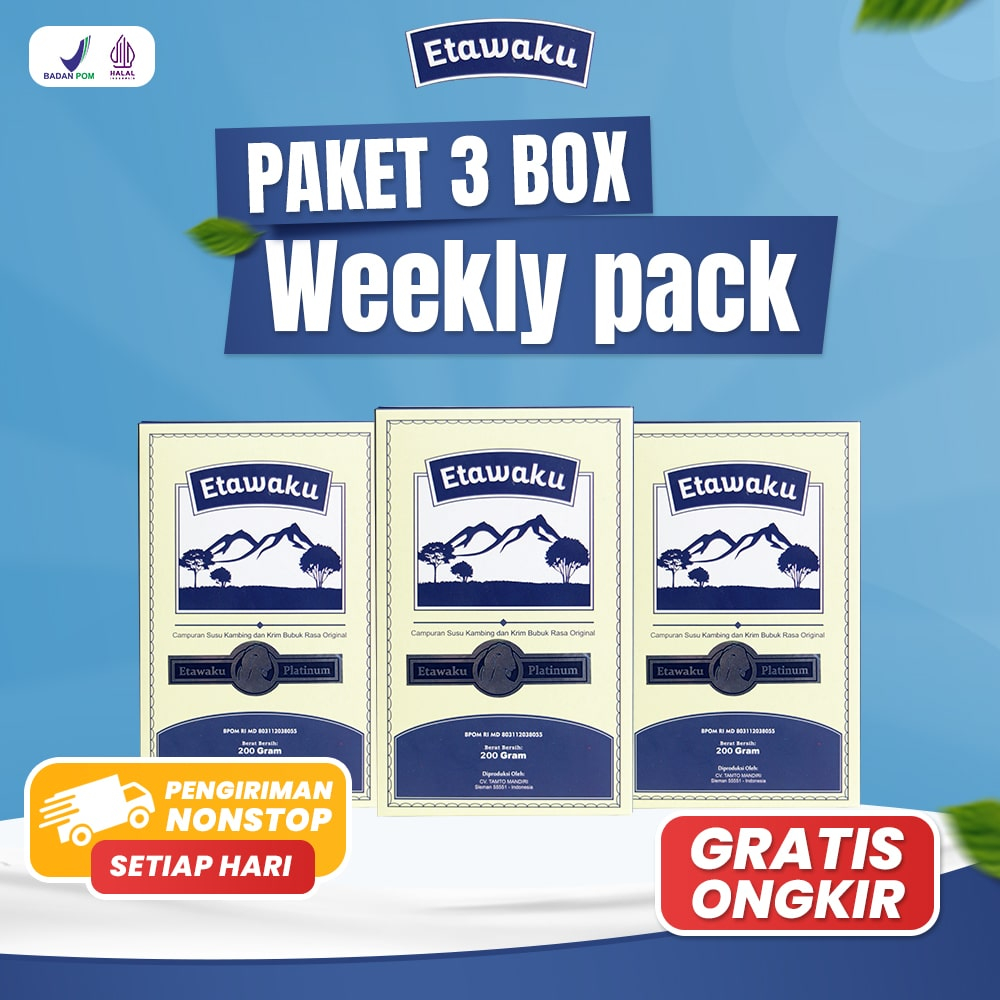 

Etawaku Platinum - Paket 3 Box Susu Kambing Etawa Asli Atasi Masalah Nyeri Sendi/Pernafasan/Asma