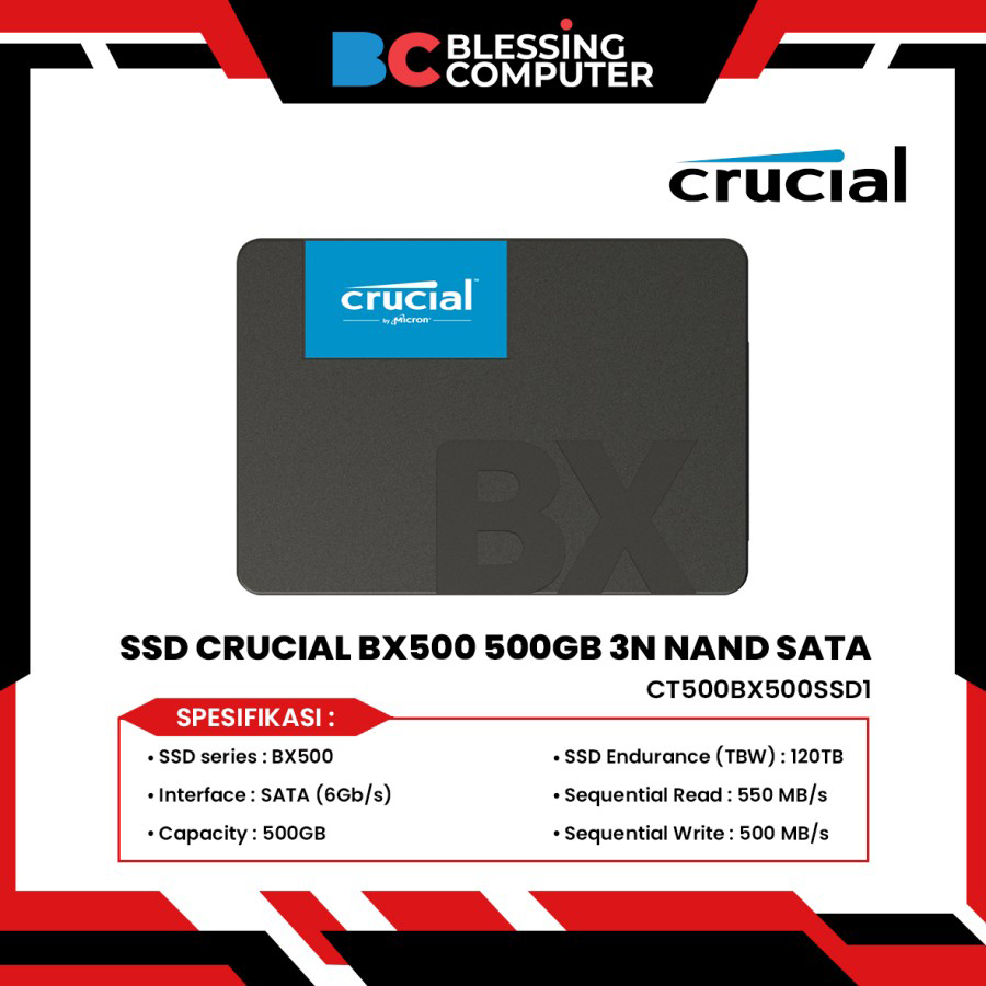SSD CRUCIAL BX500 500GB 3N NAND SATA CT500BX500SSD1