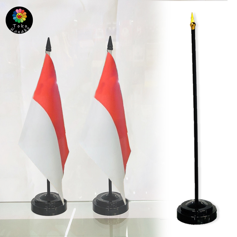 (Murah-Grosir) Bendera merah putih + tiang meja satu set /Bendera Meja Indonesia / Bendera Meja Mera