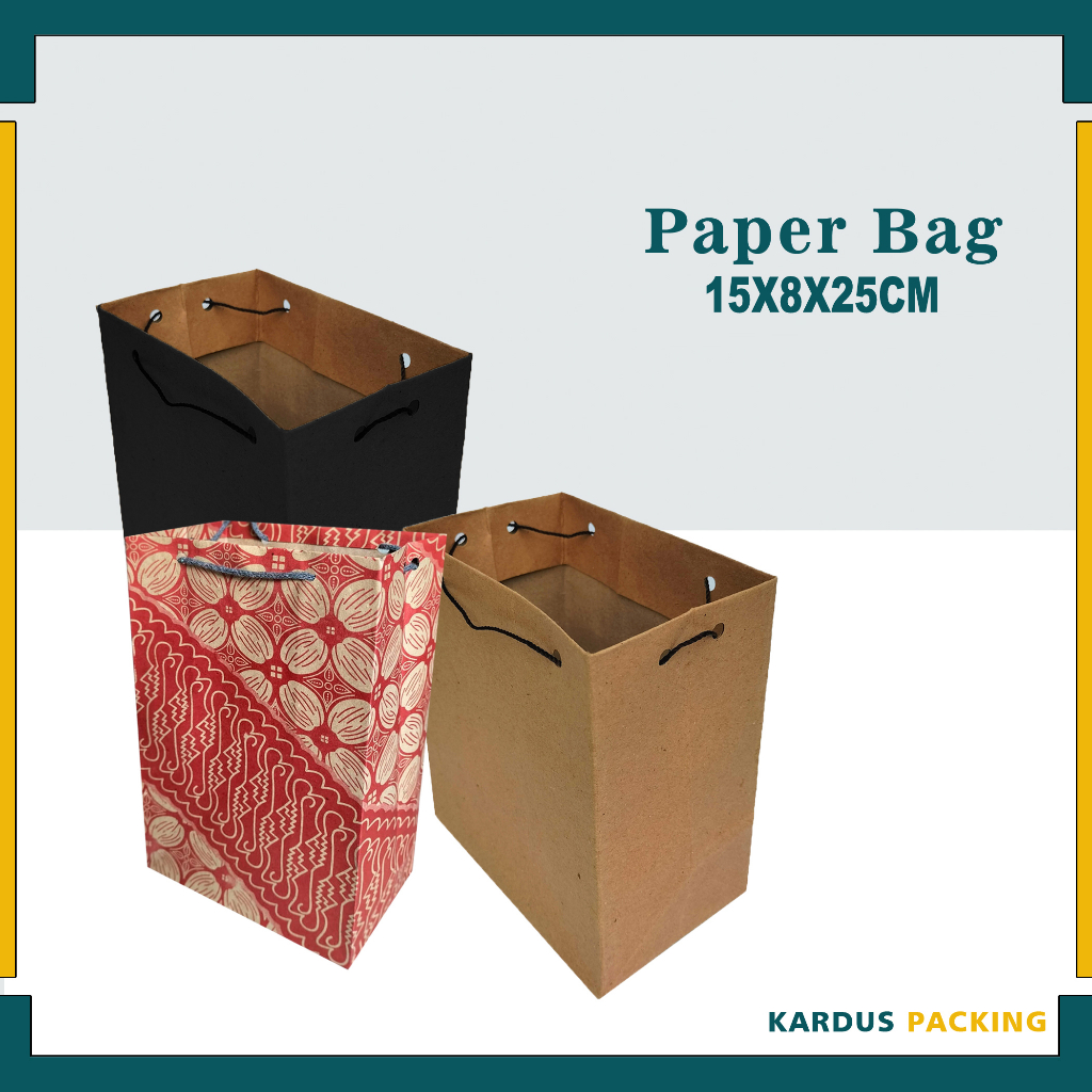 

Paper Bag 15X8X25 (PAKET 12 PCS) / Tas Kertas / Tas Kado / Tas Souvenir