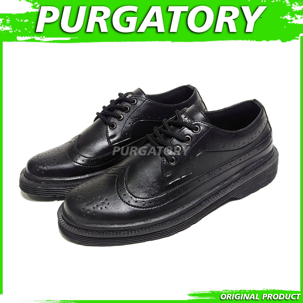 PURGATORY - Sepatu Pria Hitam Casual Formal Pantofel Docmart Wingtip