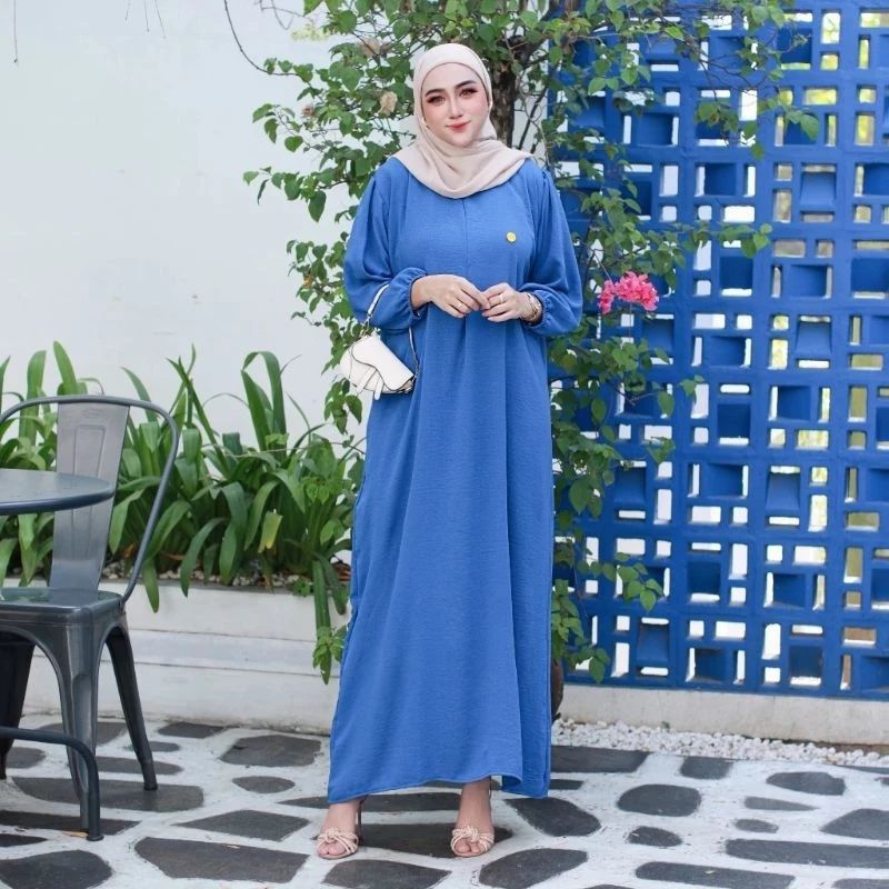 Fathia Dres / Dress Gamis Cringkle Busui Ld 120Cm / Midi Dress Wanita Muslim Terbaru