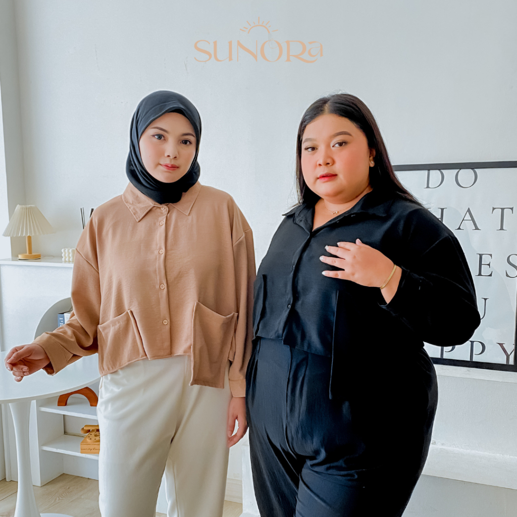NAURA Baju Kemeja Jumbo Ld 140 Atasan Oversize Atasan Wanita Casual Kemeja Kantoran Bigsize Wanita A