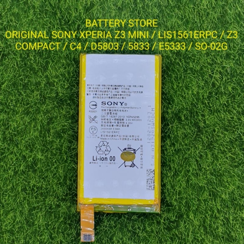 BATERAI ORIGINAL SONY XPERIA Z3 MINI / Z3 COMPACT / C4 / D5803 / 5833 / E5333 / SO-02G / LIS1561ERPC