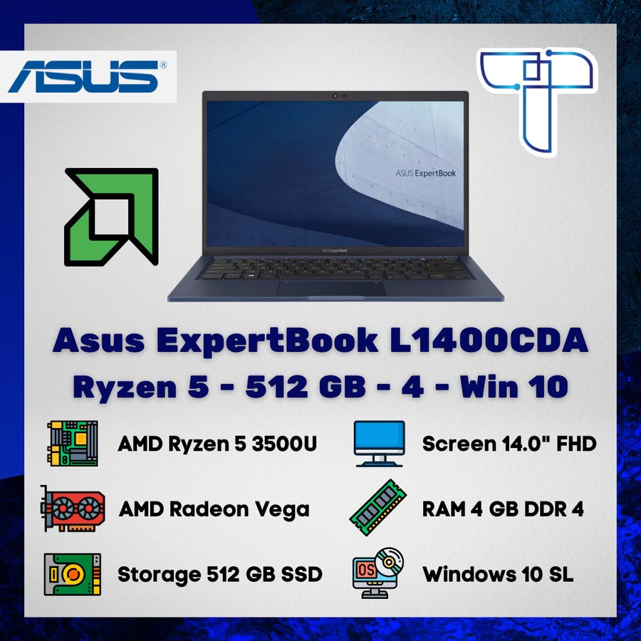 Asus Expertbook L1400CDA Laptop - Ryzen 5 - 512 GB - 4 - Windows 10