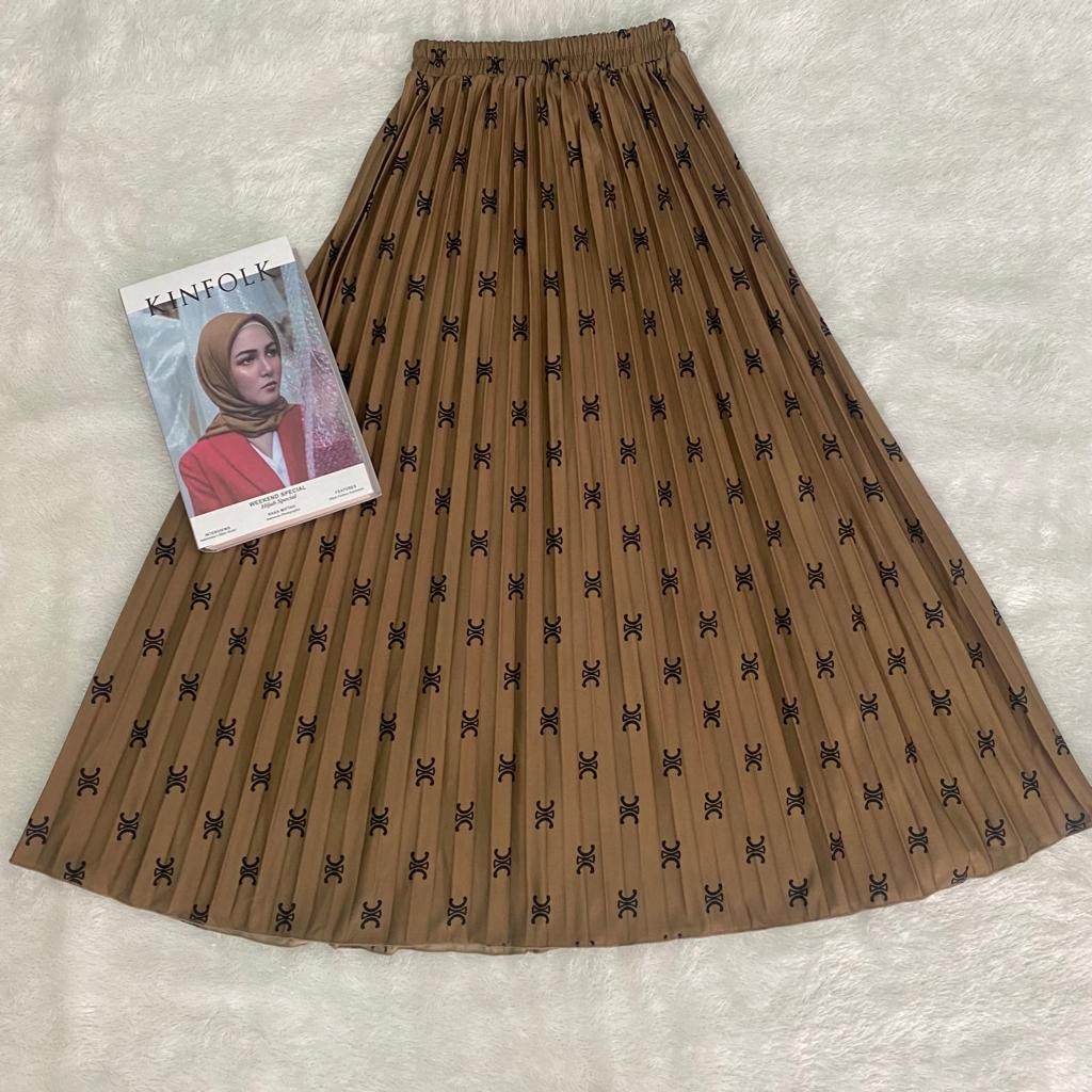 Rok Plisket Terbaru Korean Motif/ Bawahan Muslim Wanita