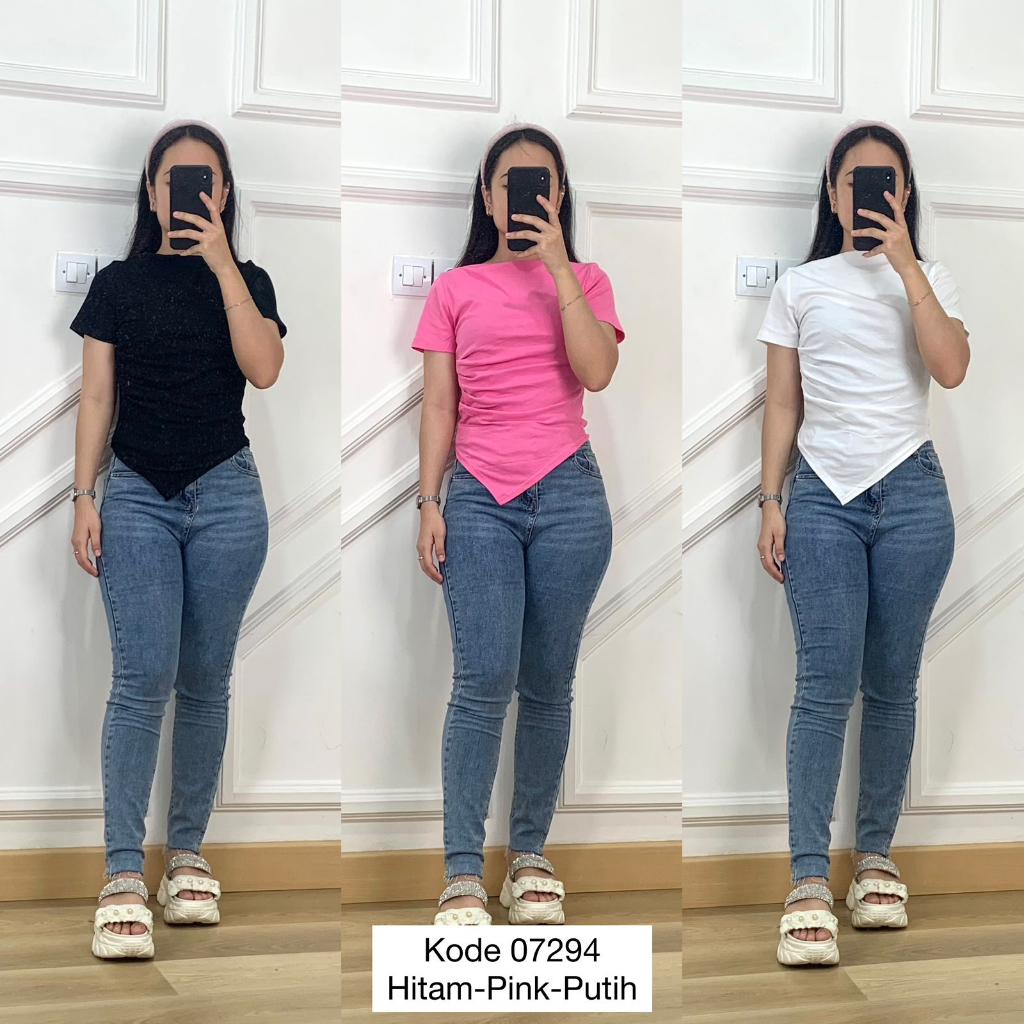 07294 KAOS COTTON SABRINA POLOS LENGAN PENDEK PREMIUM WANITA ATASAN KAOS POLOS WANITA MODEL SABRINA 